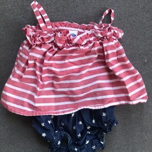 Americana Ruffle-Trim Top & Bloomers Set 0-3m